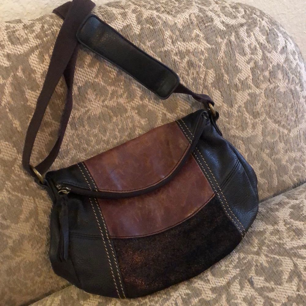 TheSak Bohemian Brown Patch Work Leather Adjustable Shoulder CrossBody Purse/Bag